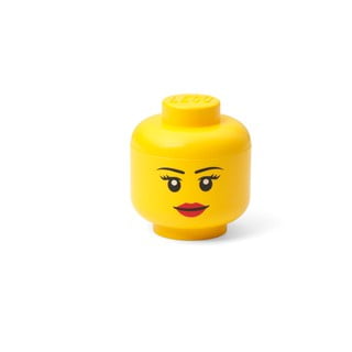 Rumena škatla za shranjevanje v obliki glave LEGO® Girl, 10,5 x 10,6 x 12 cm