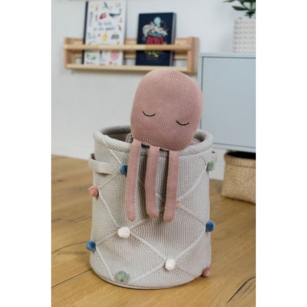 Svetlo rjava tekstilna otroška škatla za shranjevanje ø 30x35 cm Taupe – Kindsgut-image-3