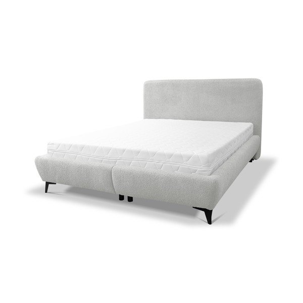 Svetlo siva oblazinjena zakonska postelja s prostorom za shranjevanje in letvenim dnom 160x200 cm Makapu – Makamii-image-3