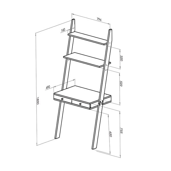 Belo stojalo z delovno površino in predalom Ragaba Leno-image-2