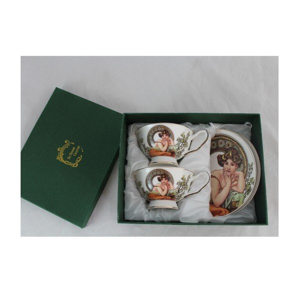 Alfons Mucha - komplet dveh skodelic in krožnikov Topaz-image-2