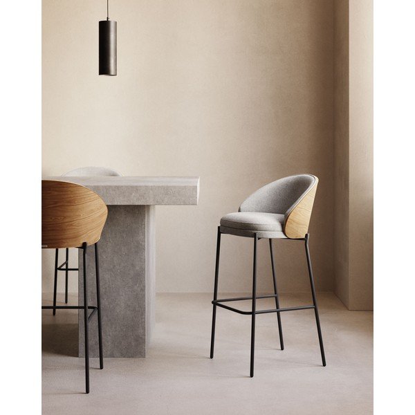 Barski stol v sivi in naravni barvi (višina sedeža 65 cm) Eamy – Kave Home-image-1