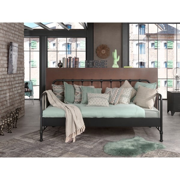 Siva kovinska otroška postelja 90x200 cm BRONXX – Vipack-image-2