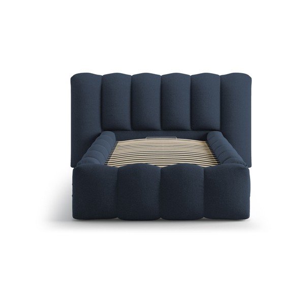 Modra oblazinjena postelja s prostorom za shranjevanje in z letvenim dnom 90x200 cm Lupine – Micadoni -image-3