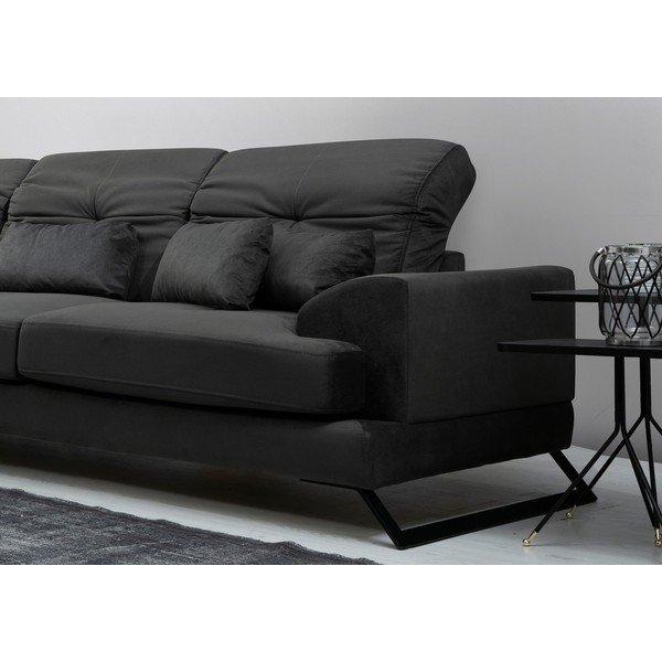 Temno siva kotna sedežna garnitura (levi kot) Frido – Balcab Home-image-3