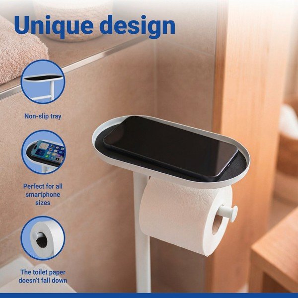 Belo plastično stojalo za WC papir z WC ščetko Albella – Wenko-image-4