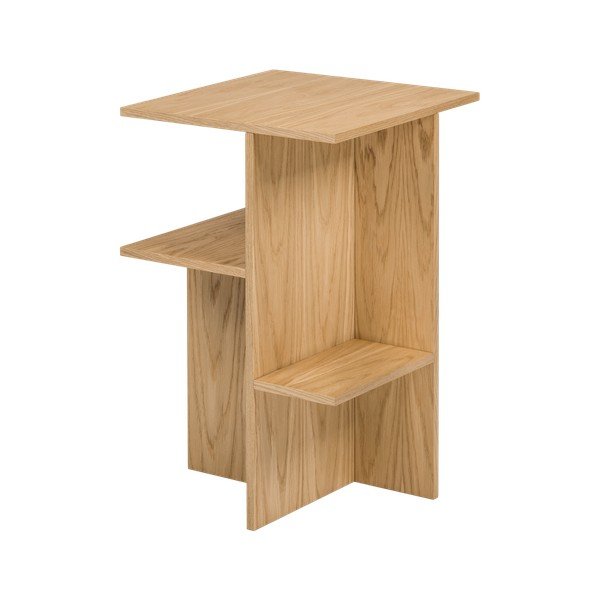 Nočna omarica v hrastovem dekorju s policami v naravni barvi Atik – noo.ma