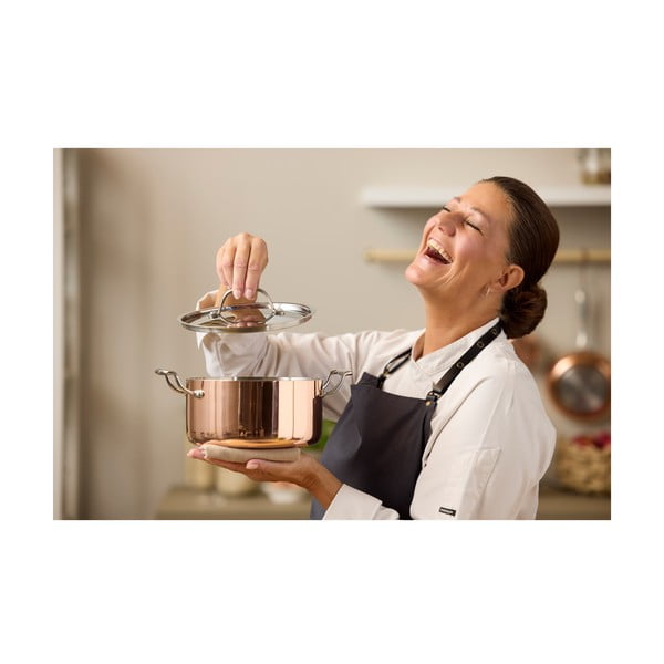 Lonec iz bakra in nerjavečega jekla s pokrovko za indukcijsko ploščo 3 l – Blomsterbergs-image-1