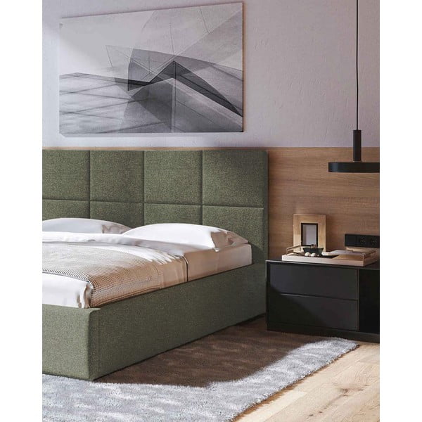 Zelena oblazinjena zakonska postelja s prostorom za shranjevanje z letvenim dnom 140x200 cm Bufo – MESONICA-image-4