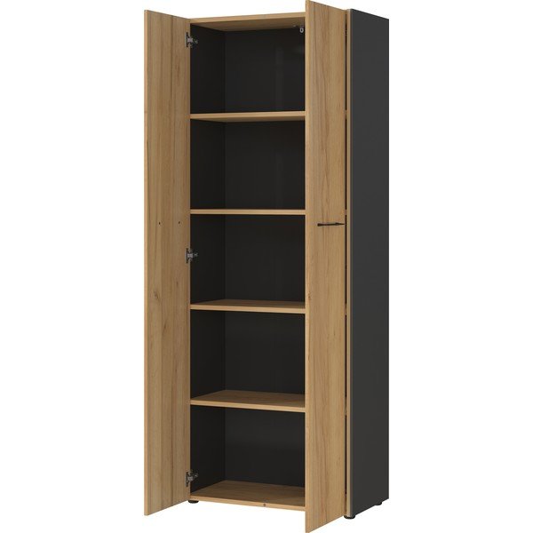 Antracitno siva/naravna garderobna omara v hrastovem dekorju 75x196x40 cm Podium – Germania-image-3