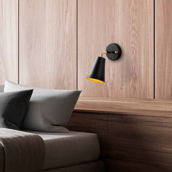 Črna/v zlati barvi stenska svetilka ø 10 cm Evander – Opviq lights-image-1