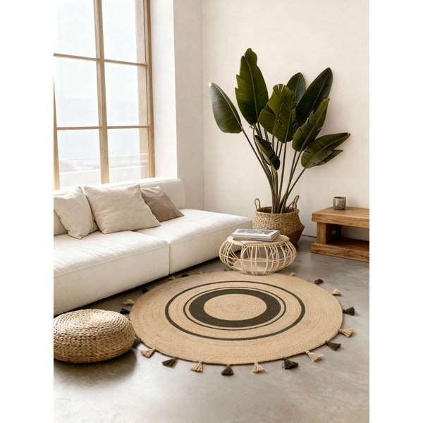 Ročno tkana okrogla preproga iz jute v naravni barvi ø 150 cm Basil – Hanse Home-image-1