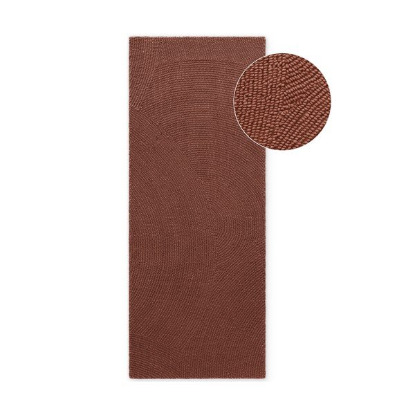 Opečnato oranžen ročno tkan volnen tekač 80x300 cm Calmio – Hanse Home