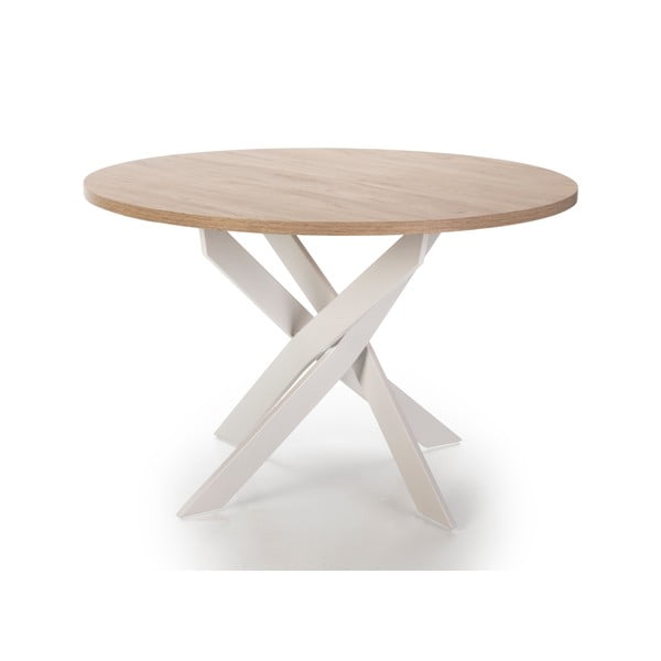 Okrogla jedilna miza z mizno ploščo v hrastovem dekorju ø 120 cm Ther – Marckeric