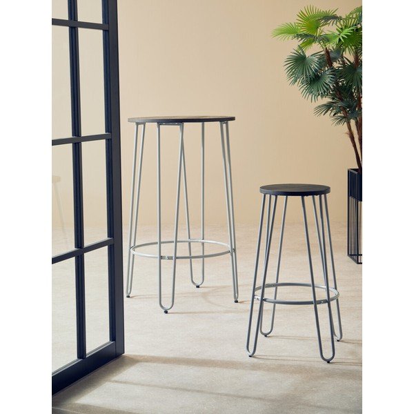 Siv/v temni naravni barvi barsko stol iz masivnega bresta (višina sedeža 75 cm) District – Premier Housewares-image-1