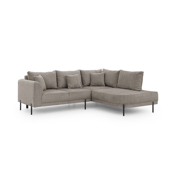 Sivorjava kotna sedežna garnitura iz šenilje (desni kot/v obliki črke L) Mauris  – Ropez-image-2