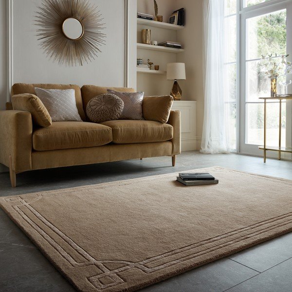 Rjava ročno tkana volnena preproga 120x170 cm Gatsby – Flair Rugs-image-1