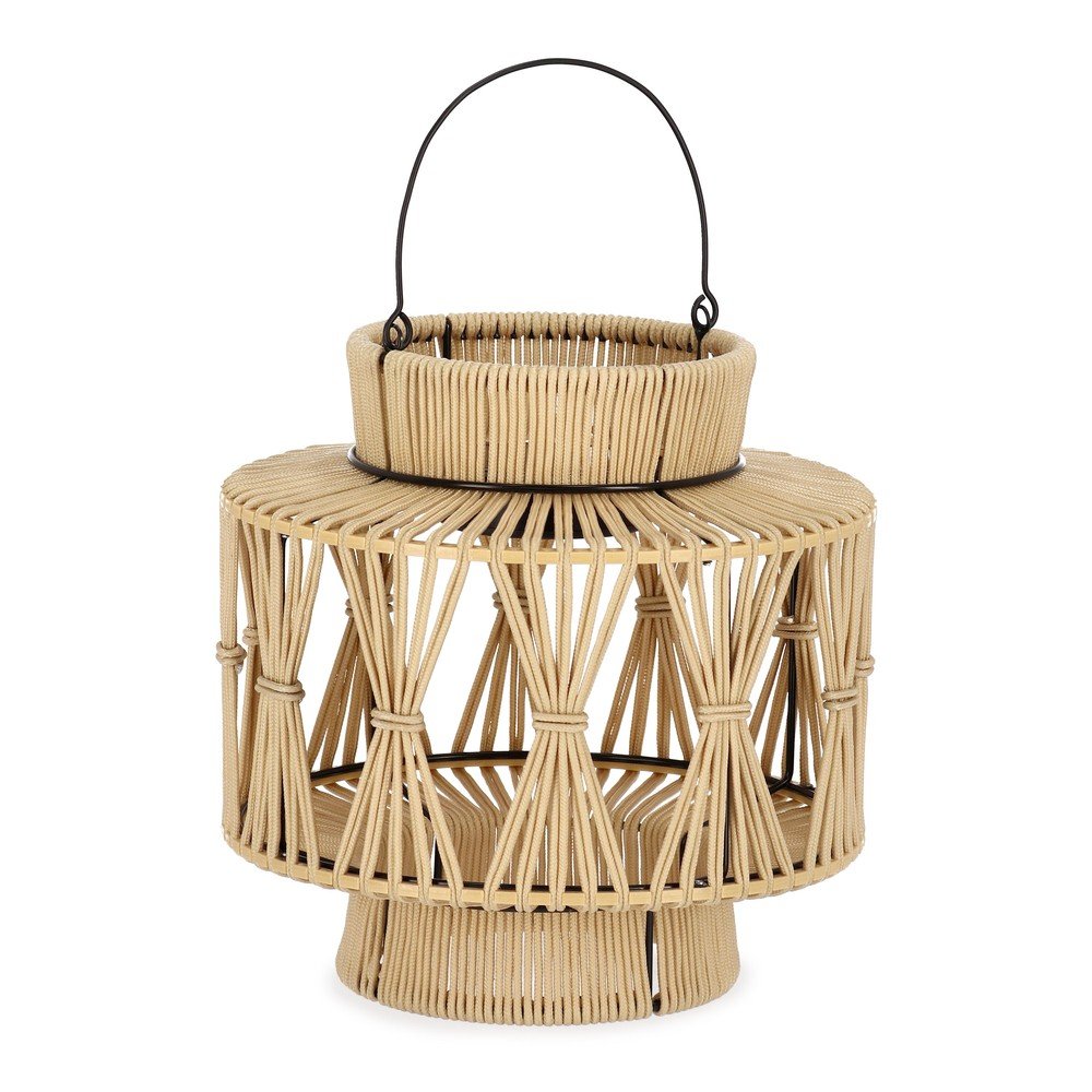 LED lanterna s solarnim panelom v naravni barvi (višina 29 cm) Nikhita