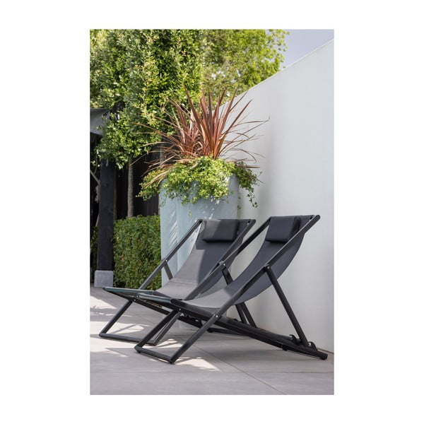 Črn kovinski zložljiv vrtni ležalnik Esper – Exotan-image-1