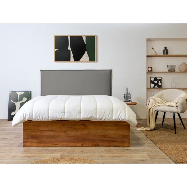 Siva/naravna zakonska postelja s prostorom za shranjevanje in letvenim dnom 140x190 cm Cara – Bobochic Paris-image-3