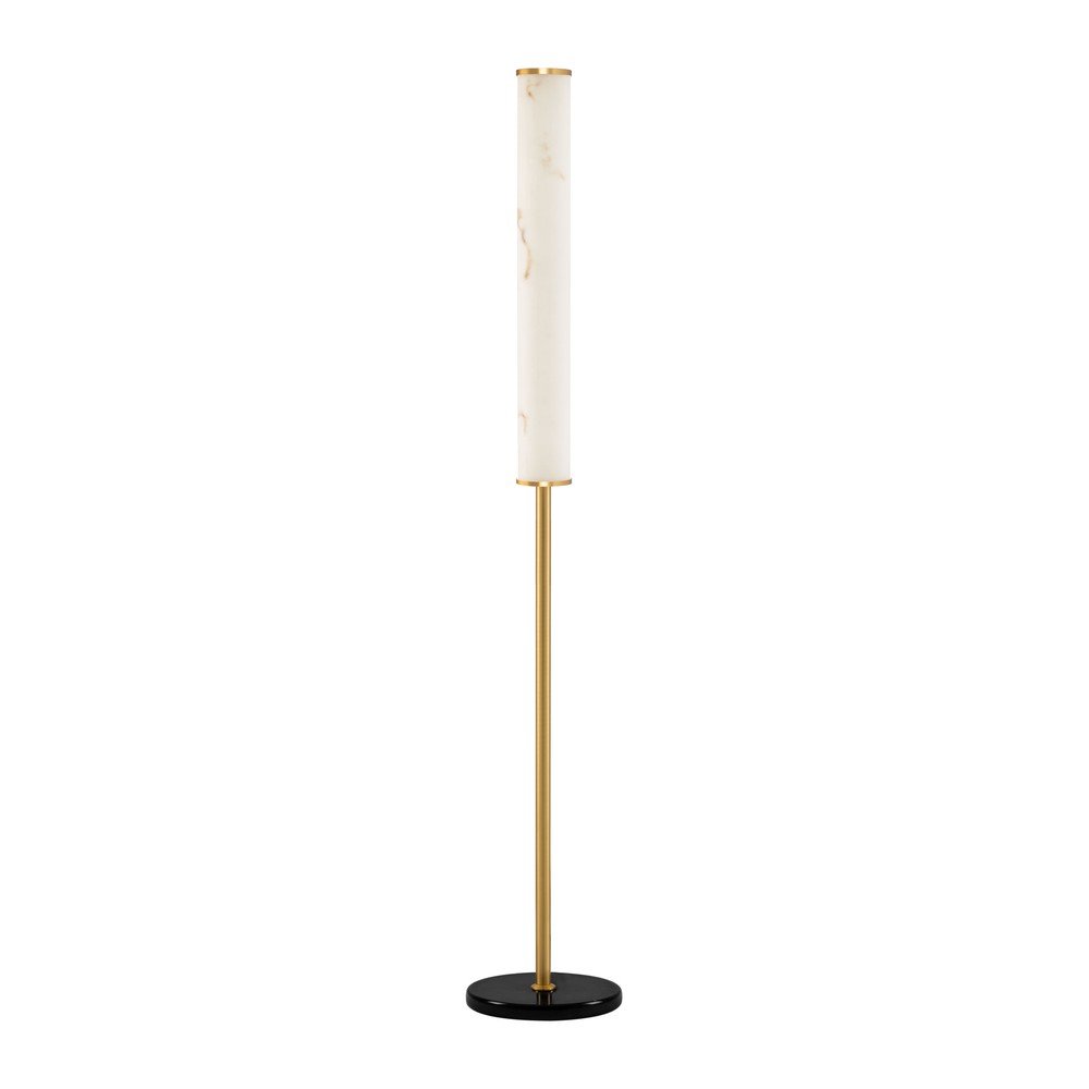 Bela/medeninasta LED stoječa svetilka v marmornem dekorju (višina 140 cm) Nolia