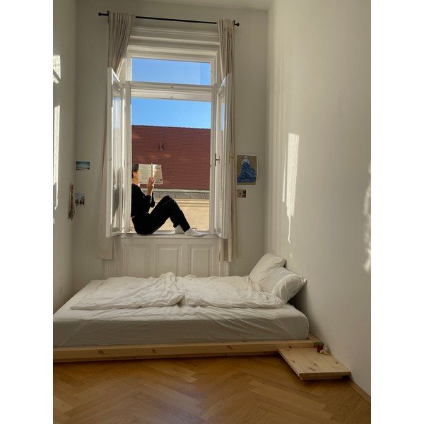 Postelja iz masivnega bora brez vzglavja z letvenim dnom 90x200 cm v naravni barvi Dock – Karup-image-4