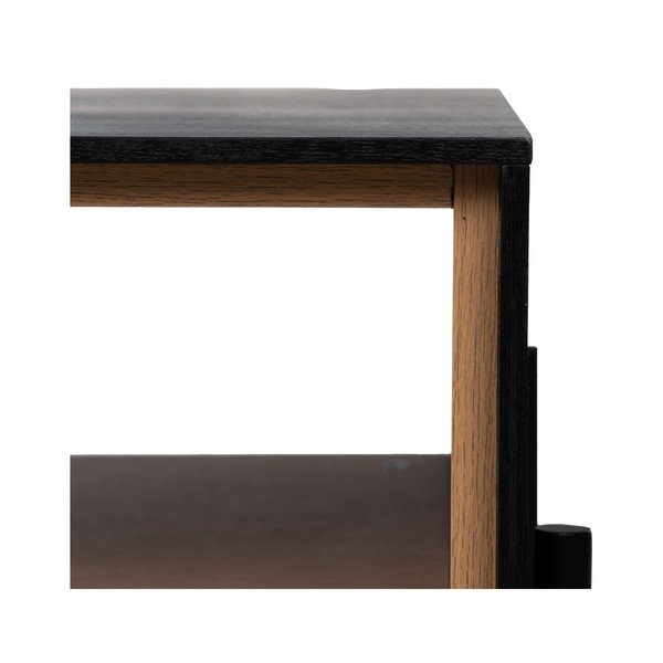 Črna mizica v jesenovem dekorju 60x124 cm Orleans – Ixia-image-4