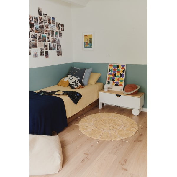 Gorčično rumena ročno tkana  pralna bombažna okrogla preproga ø 100 cm Solar Multishape – Lorena Canals-image-4