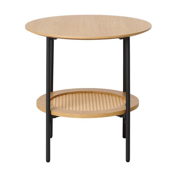 Okrogla stranska mizica v hrastovem dekorju ø 50 cm Pensacola – Unique Furniture-image-1