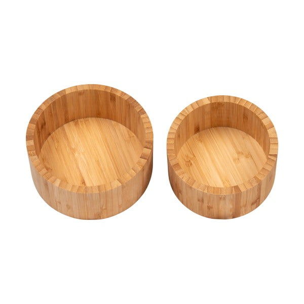 Dekorativne škatle za shranjevanje iz bambusa v naravni barvi s pokrovom v kompletu 2 ks ø 15x8 cm Chefalu – House Nordic-image-3