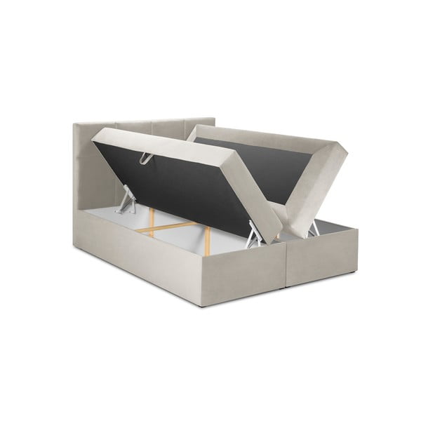 Bež žametna postelja Mazzini Beds Mimicry, 160 x 200 cm-image-3