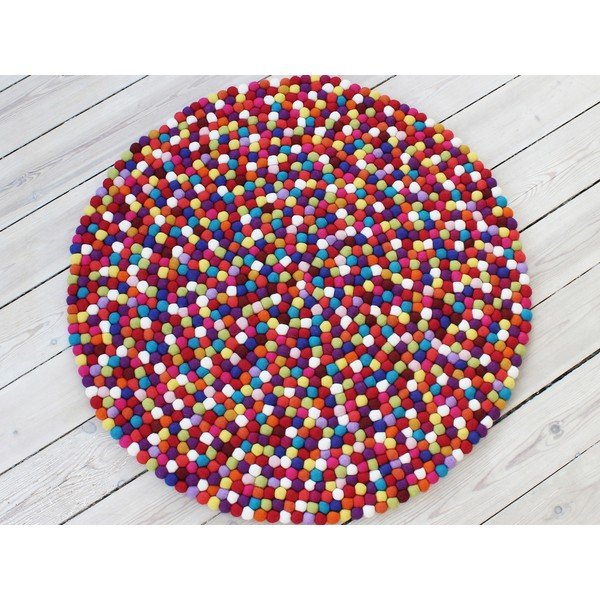 Temno rdeča preproga iz volnenega filca Wooldot Ball Rugs, ⌀ 120 cm-image-1
