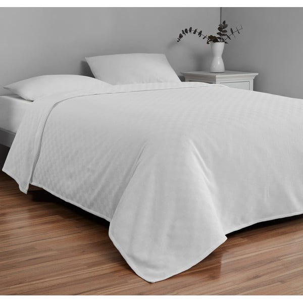Belo bombažno pregrinjalo za zakonsko posteljo 200x230 cm Plain – Mijolnir-image-1