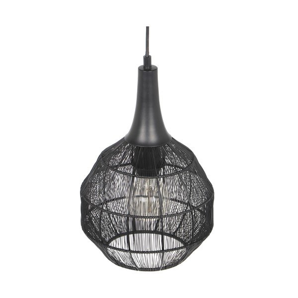 Mat črna viseča svetilka s kovinskim senčilom Soraya – Trio-image-3