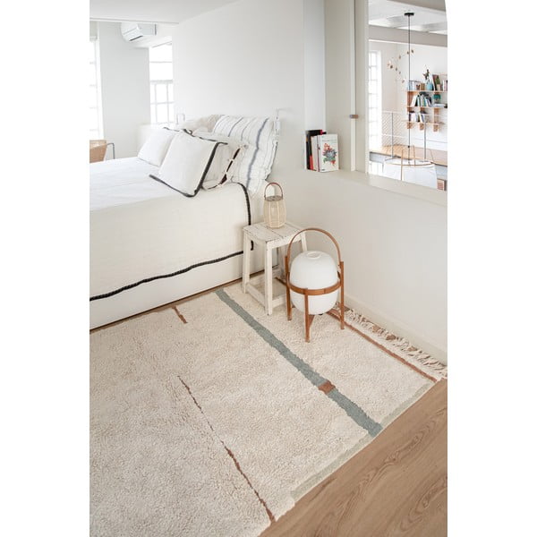 Modra/kremno bela pralna ročno tkana bombažna preproga 140x200 cm Lanes Vintage Blue – Lorena Canals-image-4