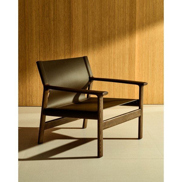 Temno rjav usnjen fotelj Jan – Kave Home-image-1