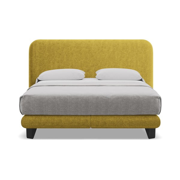 Gorčično rumena boxspring postelja 140x200 cm Ilima – Makamii-image-2