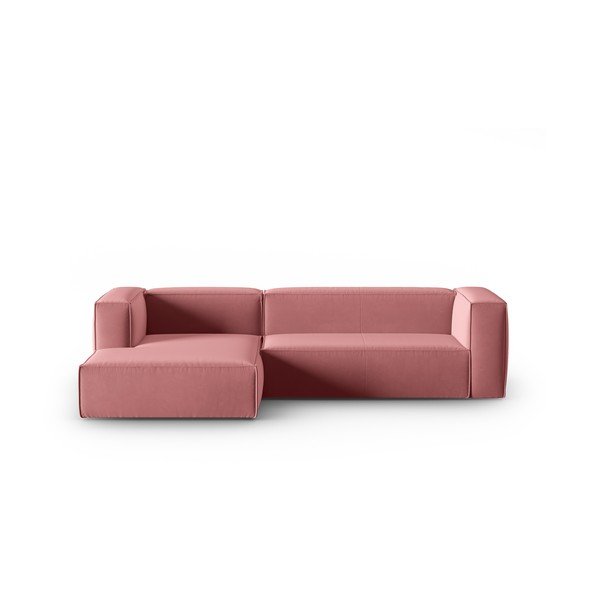 Rožnata žametna kotna sedežna garnitura Mackay – Cosmopolitan Design
