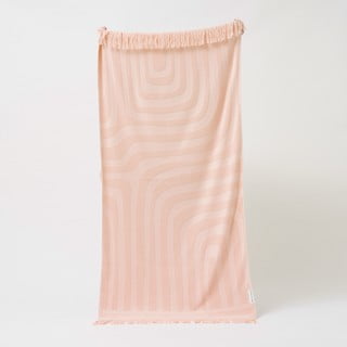 Rožnata bombažna brisača za plažo Sunnylife Luxe, 160 x 90 cm