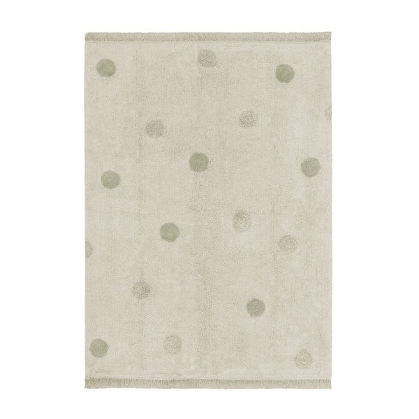 Kaki zelena/kremno bela pralna ročno tkana bombažna otroška preproga 120x160 cm Hippy Dots Olive – Lorena Canals
