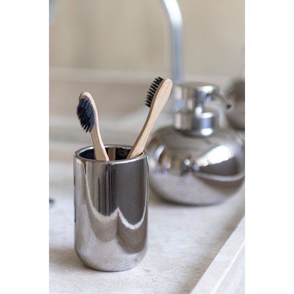 Keramičen lonček za zobne ščetke v srebrni barvi Lotus – Mette Ditmer Denmark-image-1