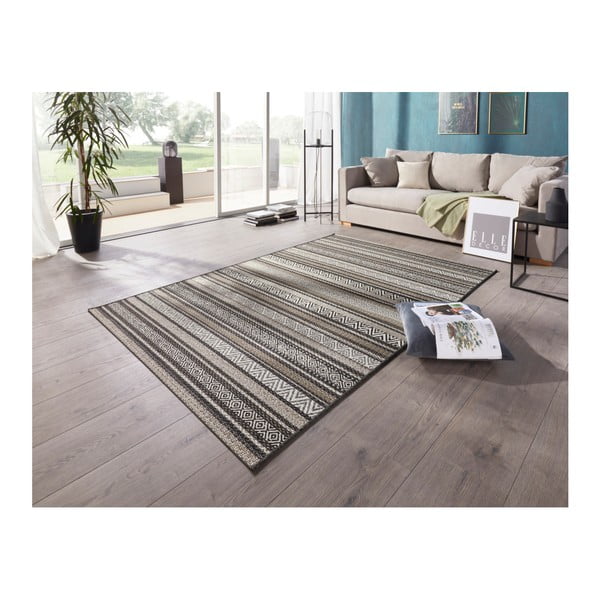 Črno-rjava zunanja preproga Elle Decoration Bloom Rodez, 80 x 150 cm-image-1