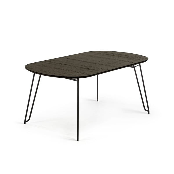 Temno rjava raztegljiva jedilna miza z mizno ploščo v jesenovem dekorju 100x170 cm Milian – Kave Home