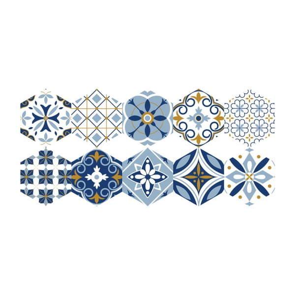 Komplet 10 talnih nalepk Ambiance Hexagons Jelilna, 20 x 18 cm