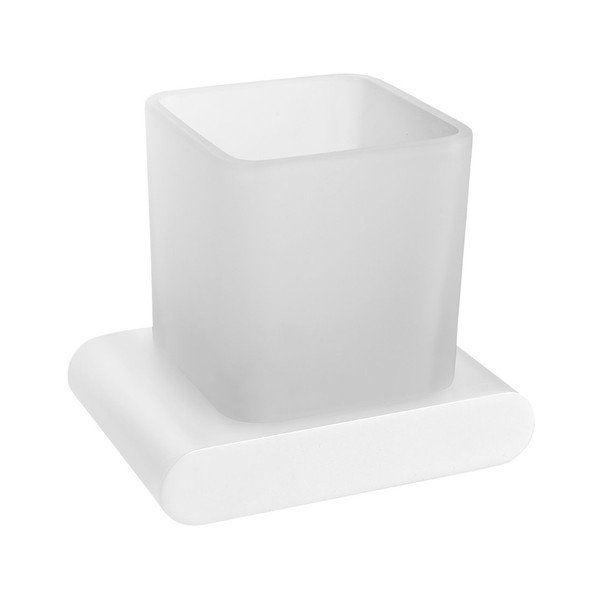 Bel steklen stenski lonček za zobne ščetke Flori – Sapho