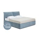 Modra oblazinjena zakonska postelja s prostorom za shranjevanje z vzmetnico in letvenim dnom 180x200 cm Thessa Pillow – Bonami Selection