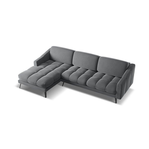 Siva žametna kotna sedežna garnitura (levi kot) Nalu – Makamii-image-4