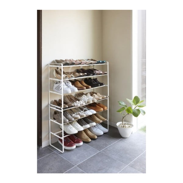 Bela nastavljiva polica za čevlje s 3 nivoji YAMAZAKI Maebashi-image-2