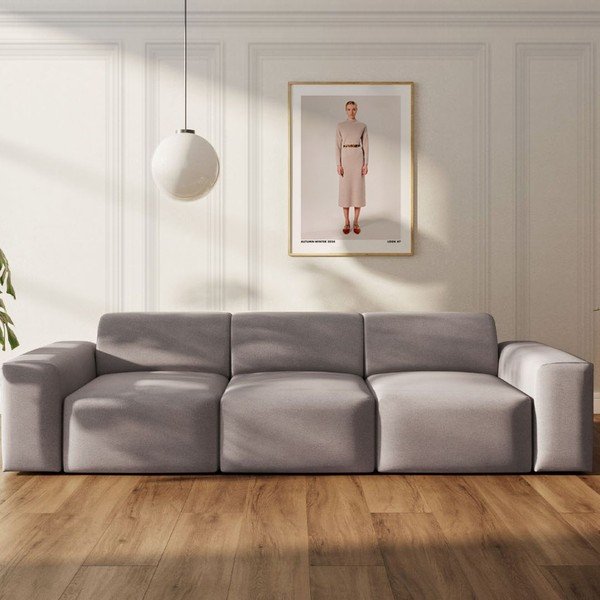 Siva žametna sedežna garnitura 285 cm Villet – Rodier-image-1