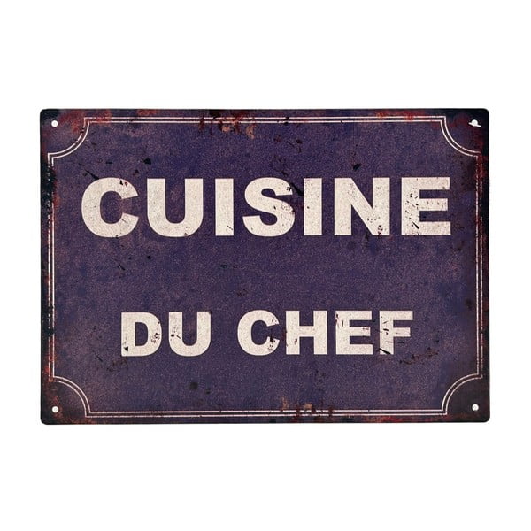 Kovinski/steklen dekorativni znak 30x21 cm Cuisine Du Chef – Antic Line